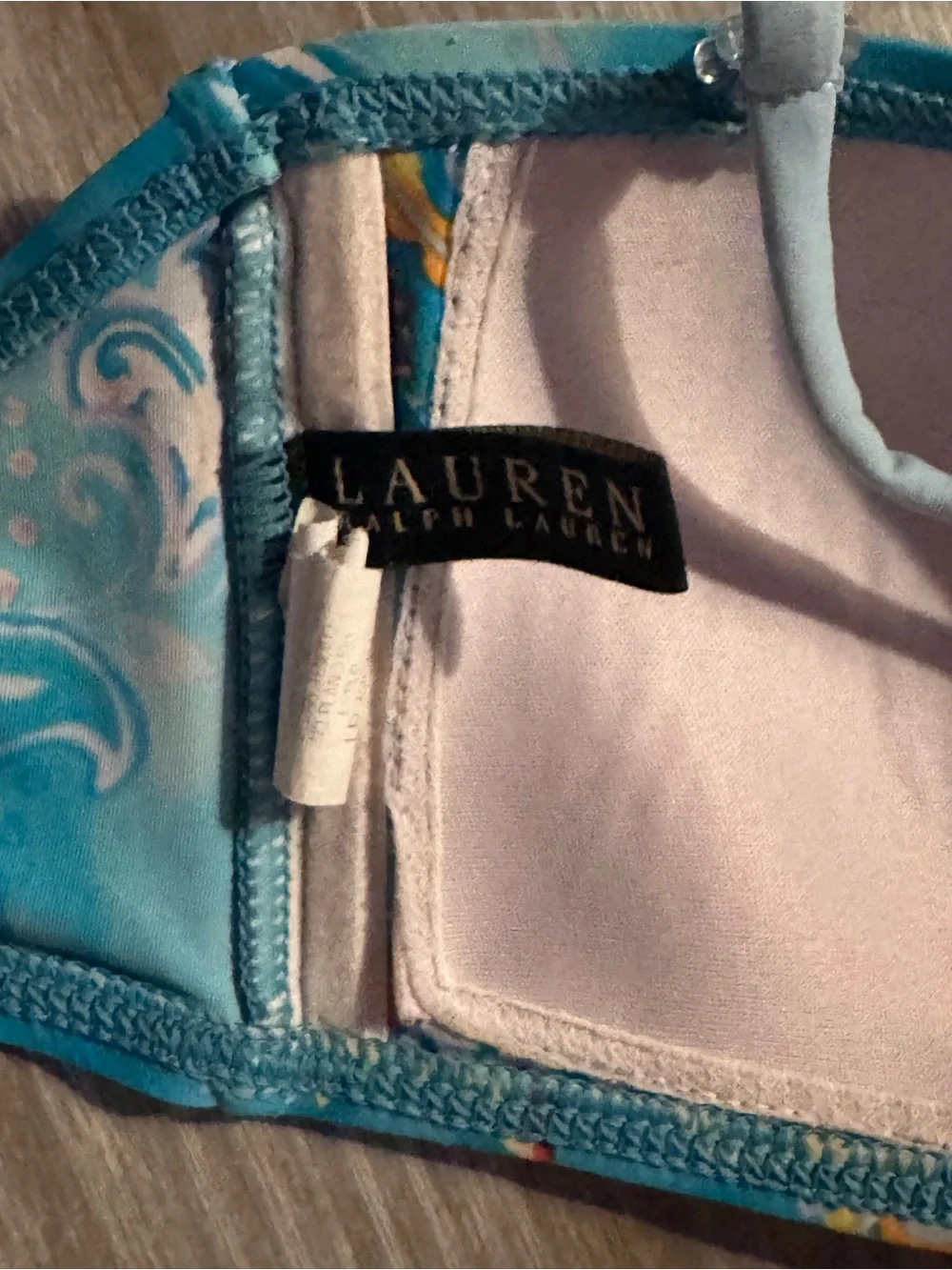 Lauren Ralph Lauren Teal Paisley Face Mask with Accent Bead